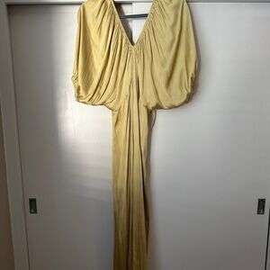 Chic Draped Maxi Dress in Gold